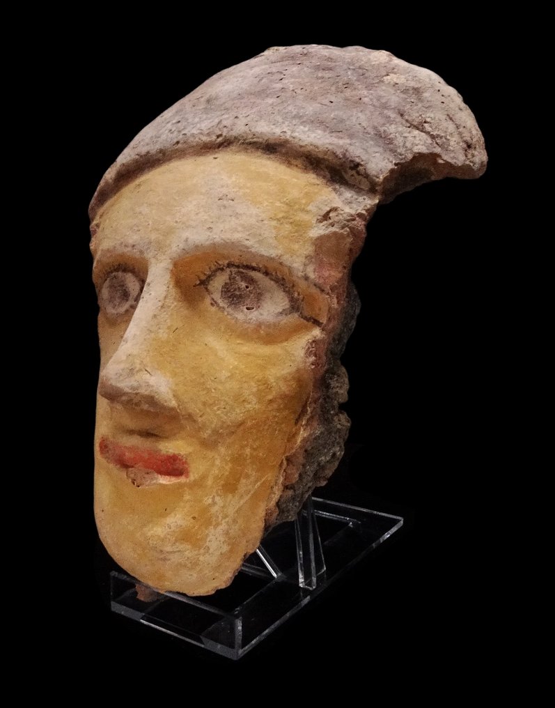 古埃及 陶瓷棺盖面具 - 罗马时期 公元前30年 / 公元330年 #4.3