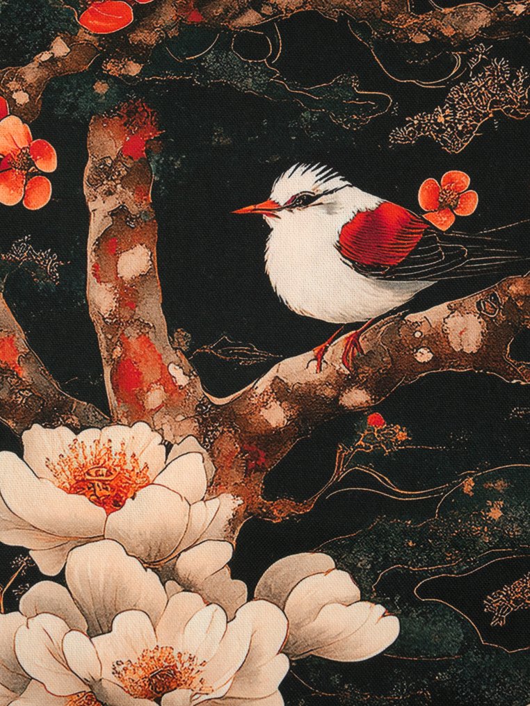 免费送货！TexStilArt - SAKURA BIRD - 独家100%优质棉面料 - 室內裝潢織物  - 3 m - 3 m #1.0