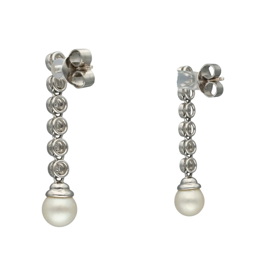 Korvakorut - 18 kt. Valkokulta - 0.12ct. tw. Timantti (Luonnollinen) #1.0