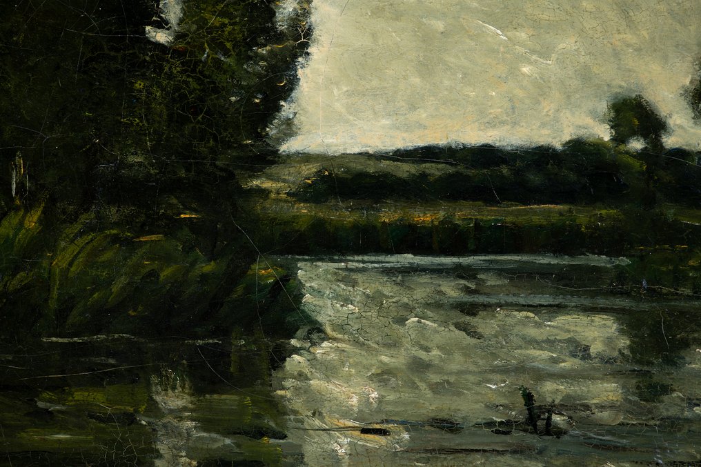Charles François Daubigny (1817-1878) - Roseaux sur l'Oise au crépuscule - NO RESERVE #4.3