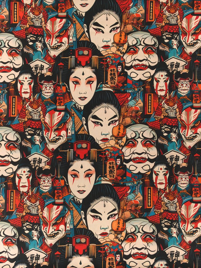Gratis frakt! TexStilArt - KABUKI SPIRIT - Eksklusivt stoff 100% bomull i premiumkvalitet - Polstringsstoff - 3 m - 3 m #1.0