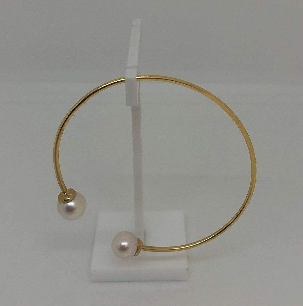 Βραχιόλι με χάντρες Στρογγυλά μαργαριτάρια FreshWater - Κίτρινο χρυσό 18K #4.3