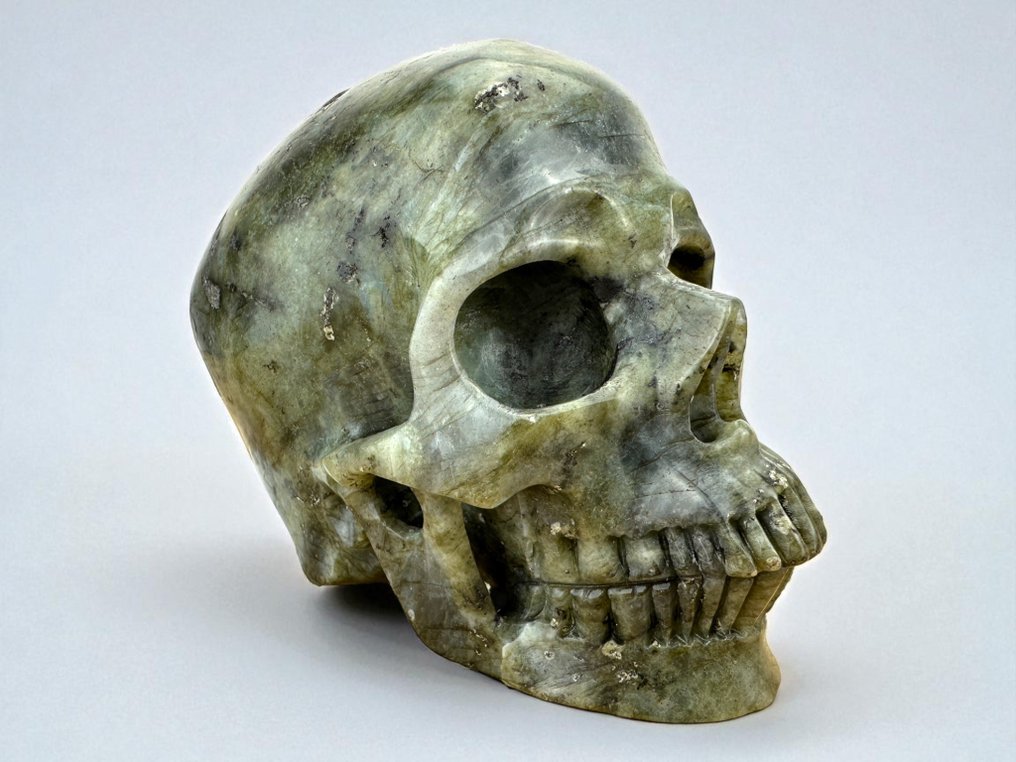 Λαβραδορίτης «Ανάγλυφο υψηλής ποιότητας» Λαξεμένο κρανίο - Labradorite - 9.5 cm - 8.5 cm - 12 cm -  (1) #1.0
