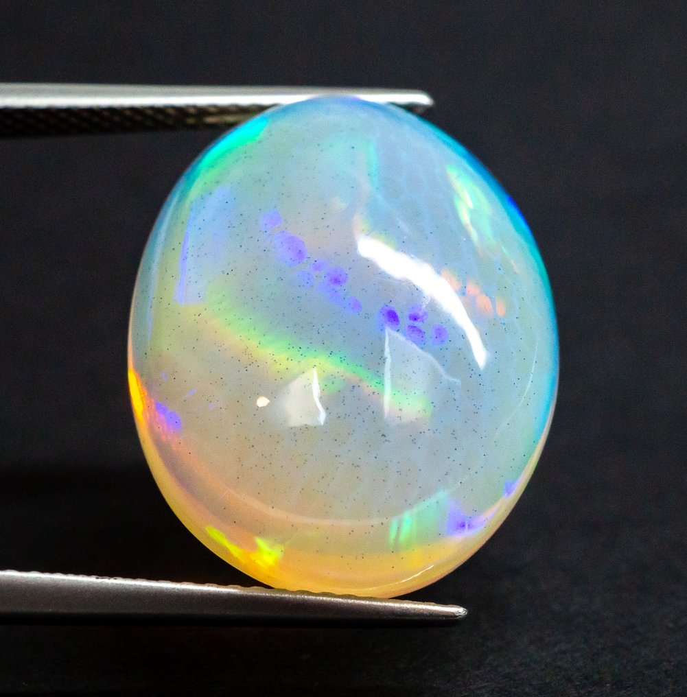 Utan reservationspris Opal  - 16.93 ct - Gem Report Antwerpen (GRA) - Vit 'spel av färger' #1.0