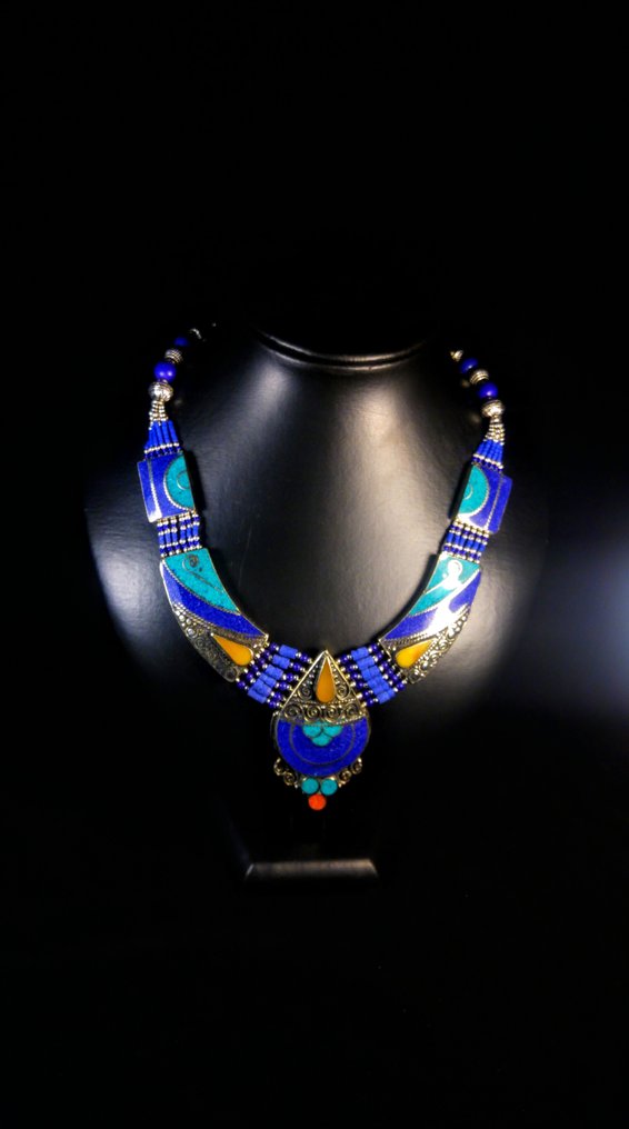 Collana berbera in lapislazzuli e turchese Collana - Altezza: 45 cm - Larghezza: 3 cm- 131 g #1.0