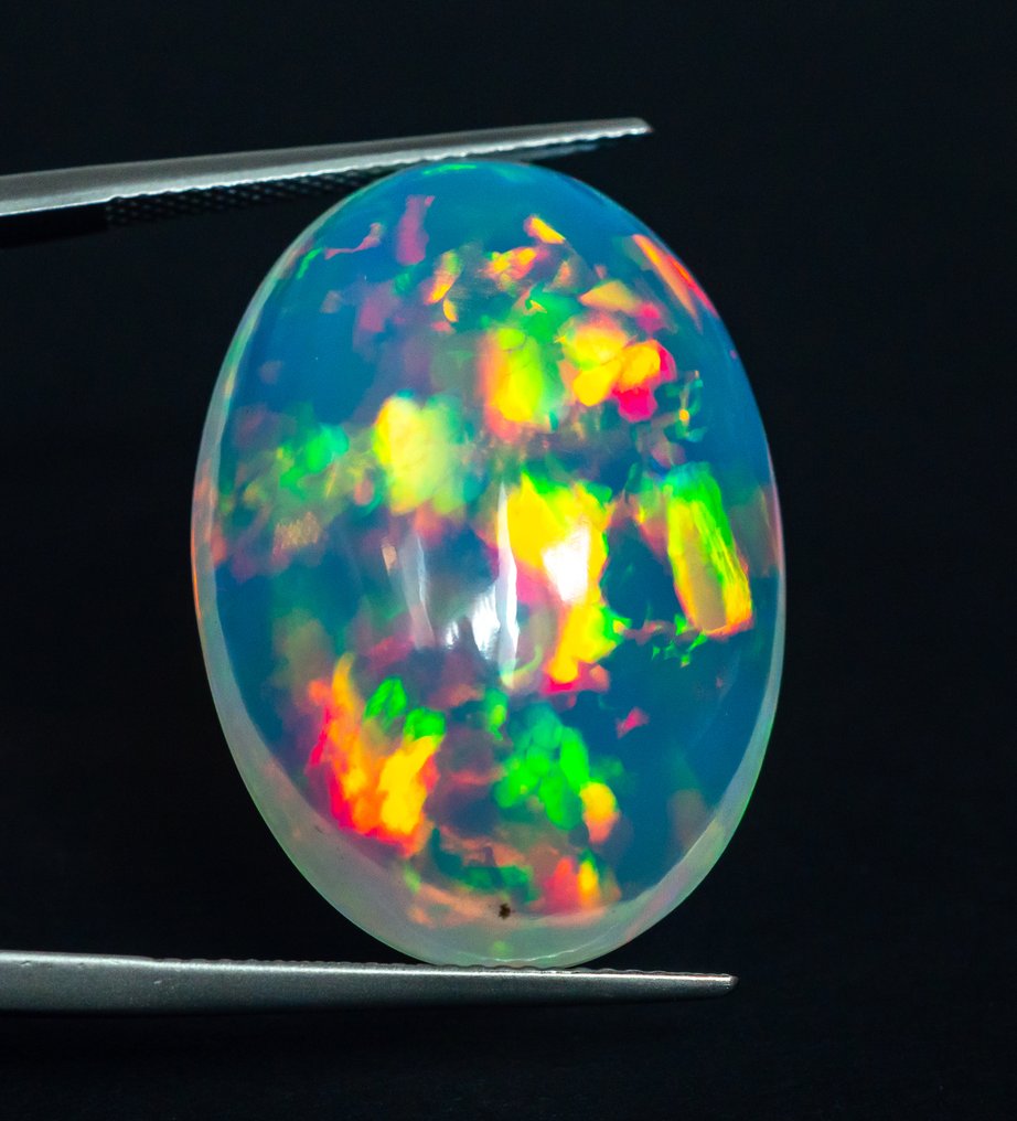 Ingen mindstepris Opal  - 26.34 ct - Gem Report Antwerp (GRA) - Hvid 'Leg af farver' #1.0