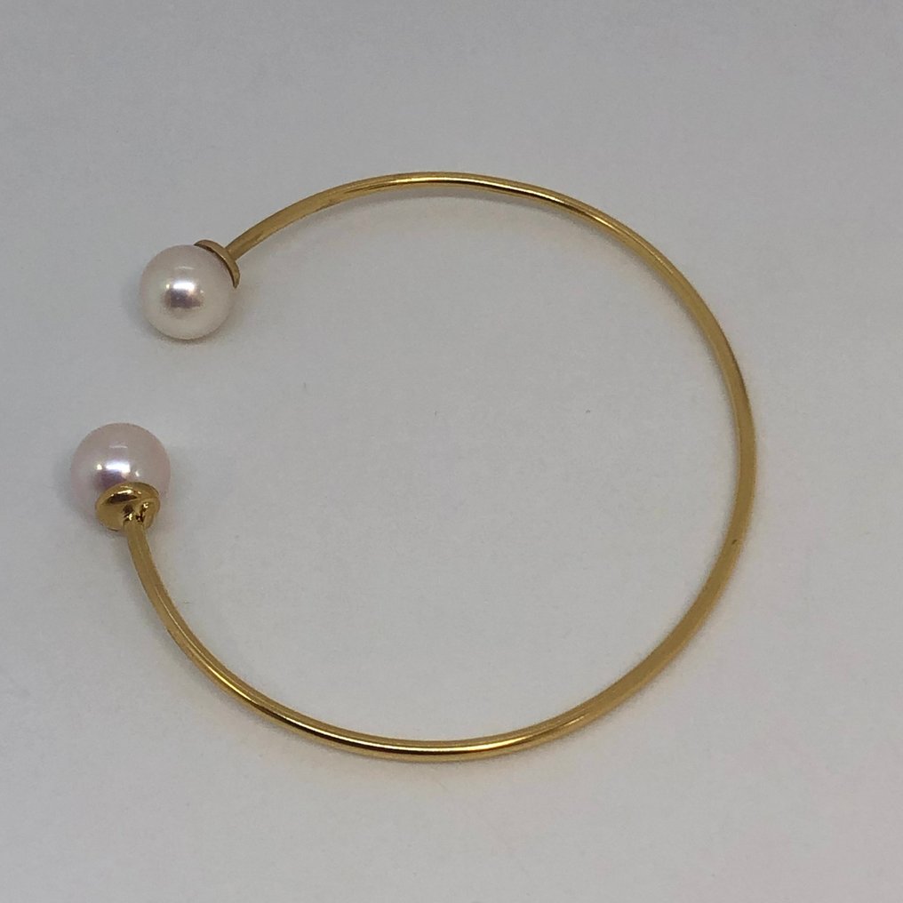 Βραχιόλι με χάντρες Στρογγυλά μαργαριτάρια FreshWater - Κίτρινο χρυσό 18K #1.0