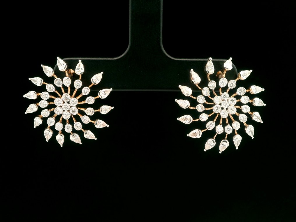 耳环 - 18K包金 玫瑰金 - 1.85ct. tw. 钻石 (天然) - 钻石 #1.0