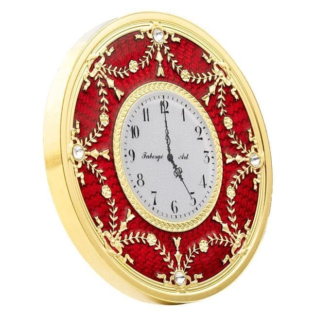 Niue. 1 Dollar 2024 1 oz Fabergé Red Table Clock 24k Gold Gilded Proof Silver Coin #1.0