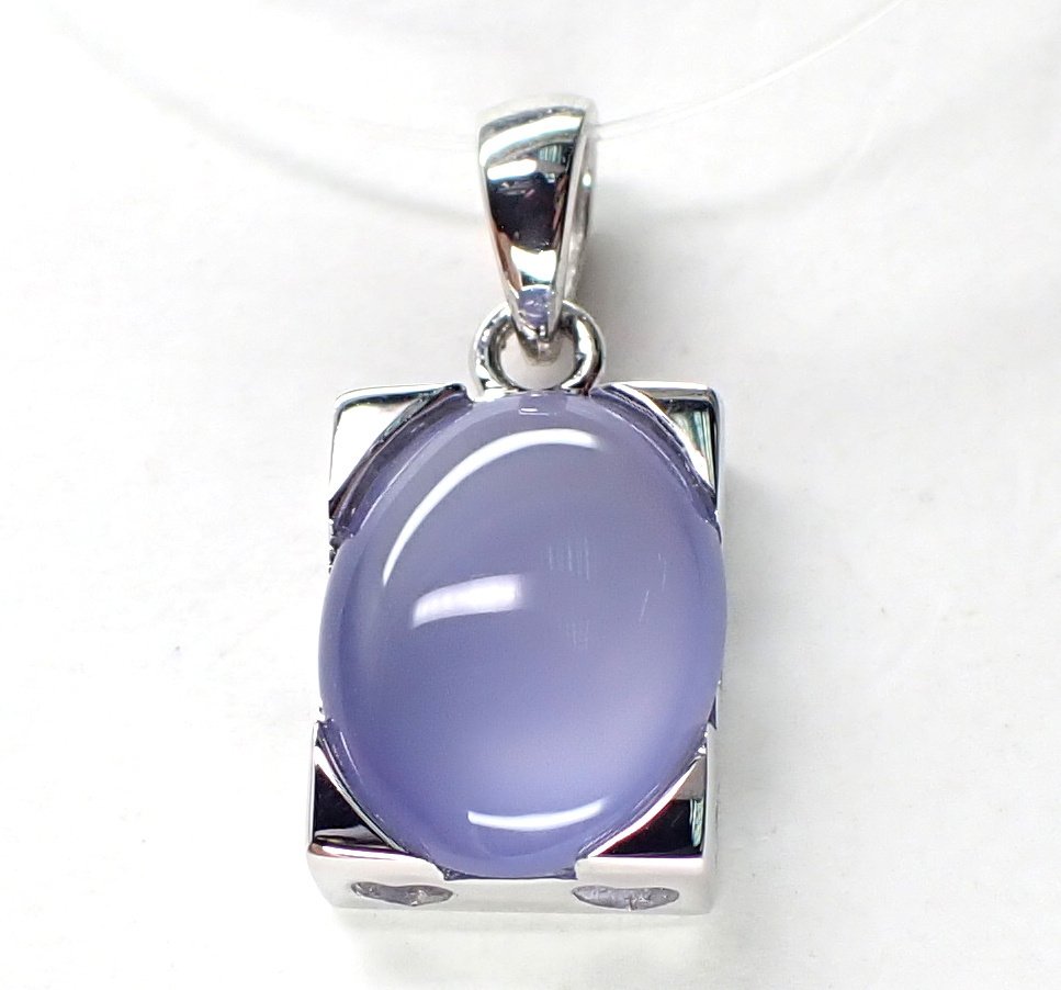 χωρίς τιμή ασφαλείας - Κρεμαστό κόσμημα - 18 καράτια Λευκός χρυσός -  1.60ct. tw. Χαλκηδόνιος - Χωρίς τιμή ελάχιστης προσφοράς #1.0