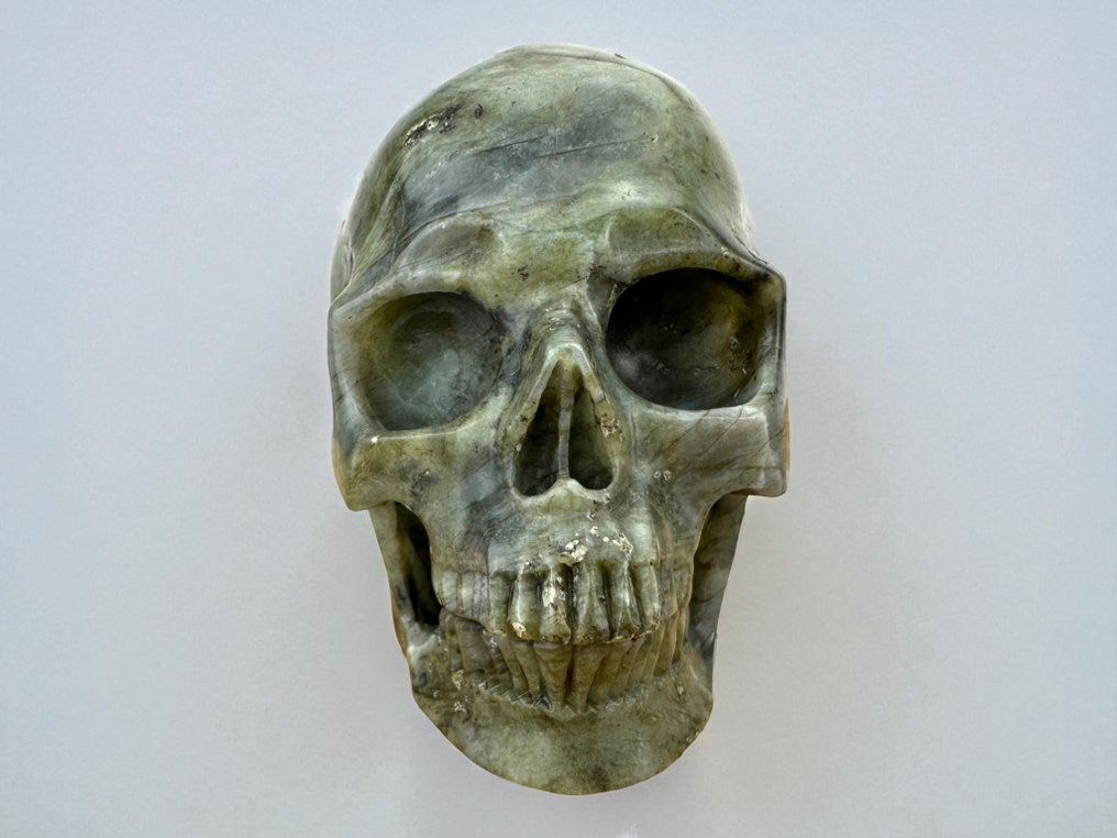 Λαβραδορίτης «Ανάγλυφο υψηλής ποιότητας» Λαξεμένο κρανίο - Labradorite - 9.5 cm - 8.5 cm - 12 cm -  (1) #1.0