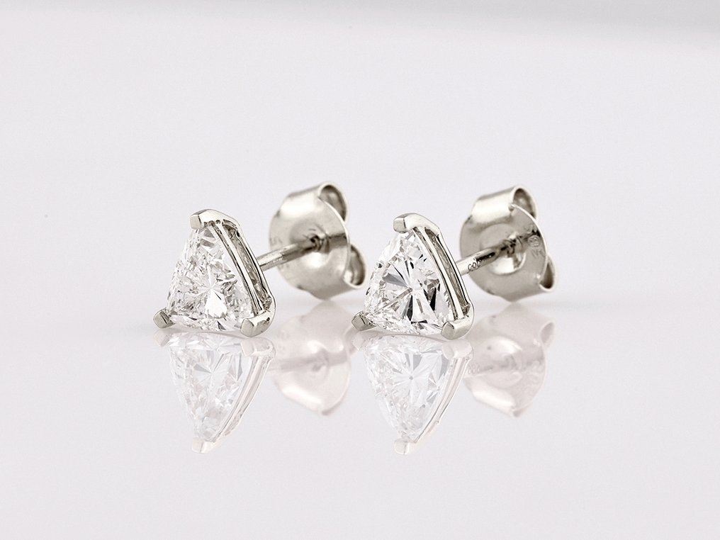 χωρίς τιμή ασφαλείας - Σκουλαρίκια - 14 καράτια Λευκός χρυσός - 1.02ct. tw. Διαμάντι (Εργαστηριακής καλλιέργειας) #1.0