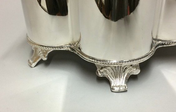 酒柜 -  带有中间冰块隔层的4瓶容器 - 镀银 #3.2