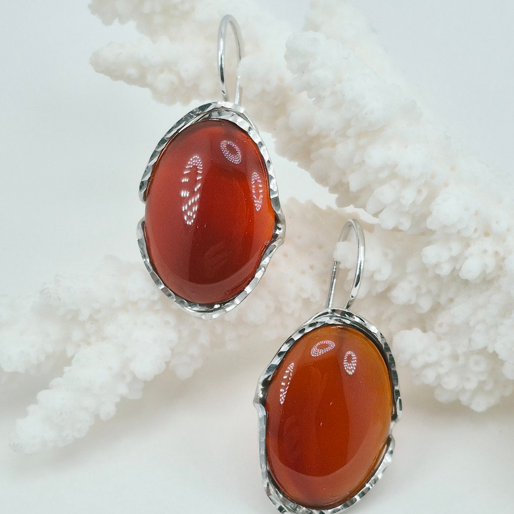 Argento - Orecchini - CORNIOLA NATURALE #2.1