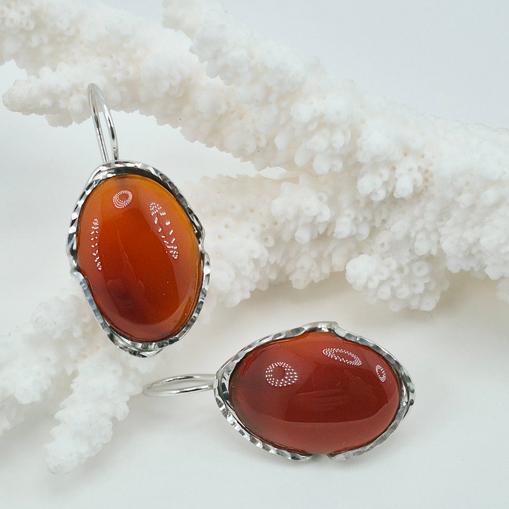 Argento - Orecchini - CORNIOLA NATURALE #1.0