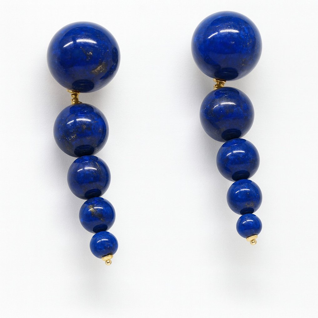 没有保留价 - 耳环 - 18K包金 黄金 青金石 - 青金石 #3.2