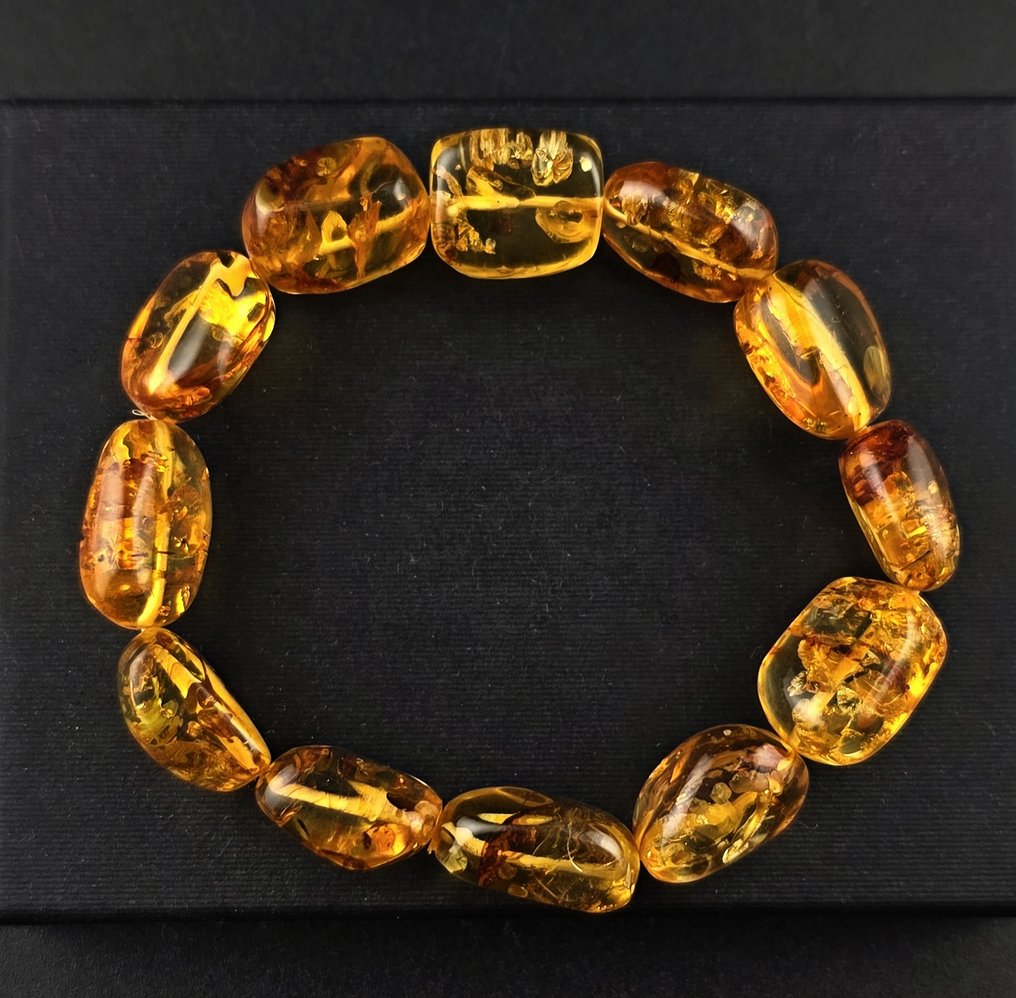 Bracciale in ambra baltica fatto a mano – chiarezza lucidata con radianza calda di cognac - Ambra (Senza Prezzo di Riserva) #1.0