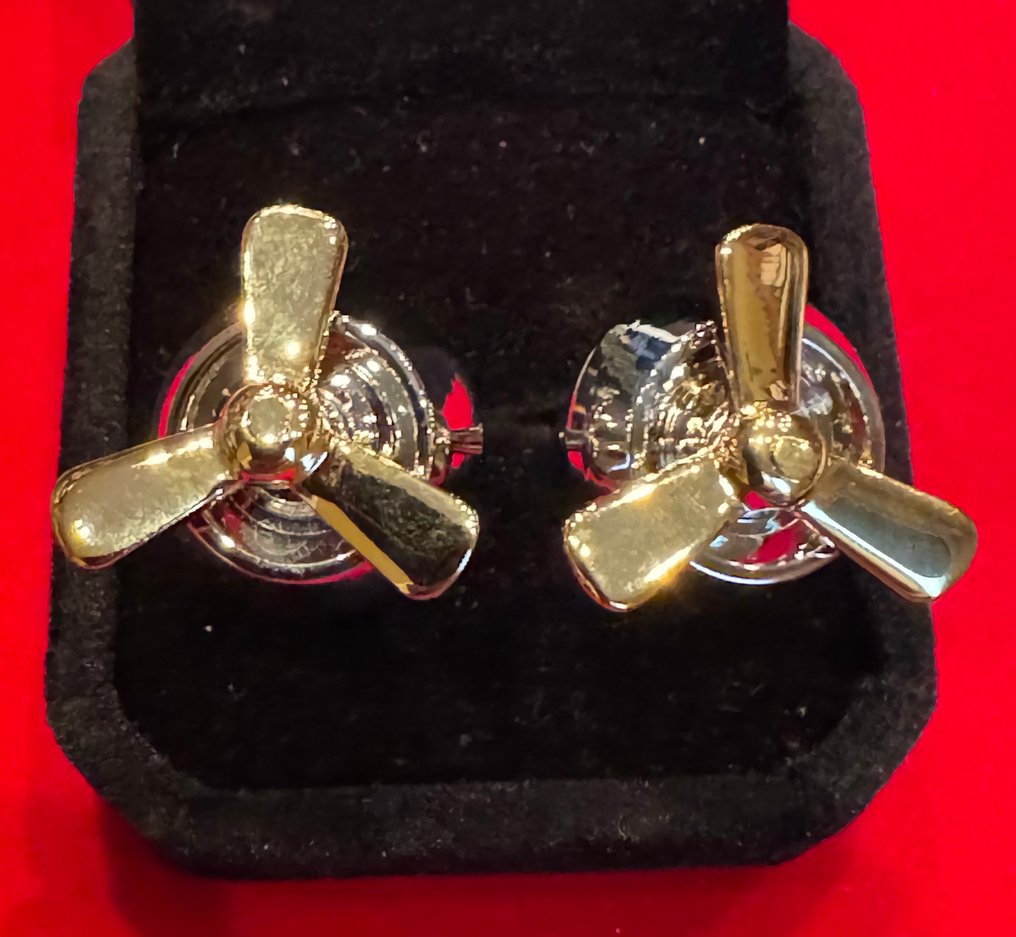 优雅卷银船用螺旋桨航海袖扣 - 袖口扣 #1.0