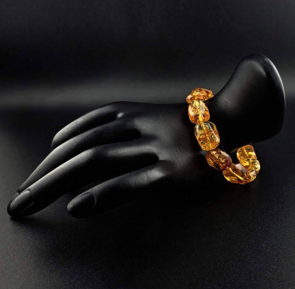 Bracciale in ambra baltica fatto a mano – chiarezza lucidata con radianza calda di cognac - Ambra (Senza Prezzo di Riserva) #2.1