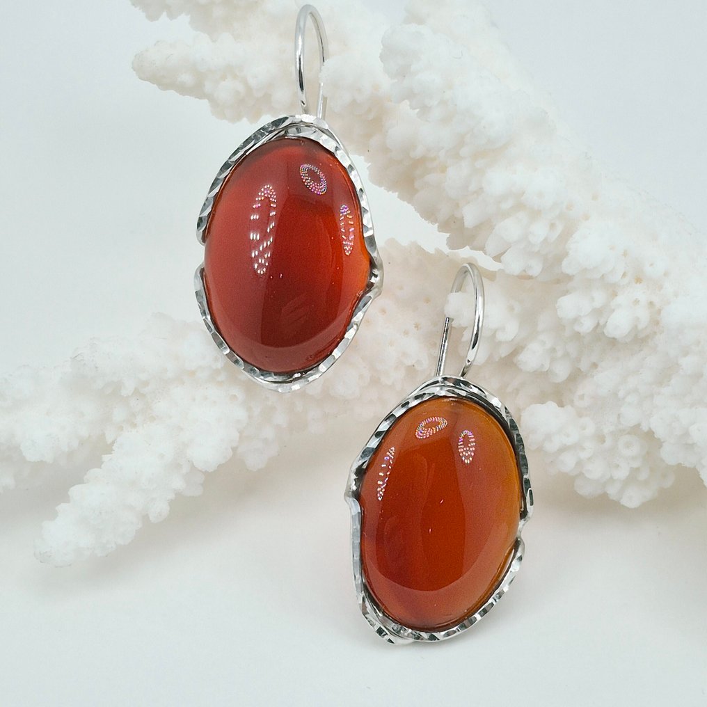 Argento - Orecchini - CORNIOLA NATURALE #1.0