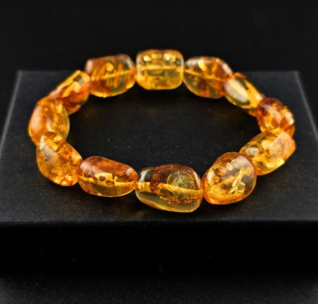 Bracciale in ambra baltica fatto a mano – chiarezza lucidata con radianza calda di cognac - Ambra (Senza Prezzo di Riserva) #1.0