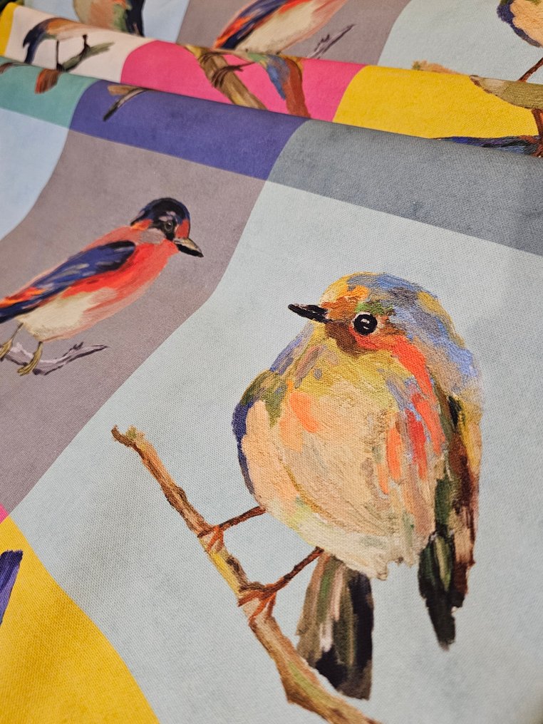 300x280厘米!波西米亚风格的Pop布料,带有画鸟的绘画——逼真的绘画设计 - 纺织品 - 300 cm - 280 cm #3.2