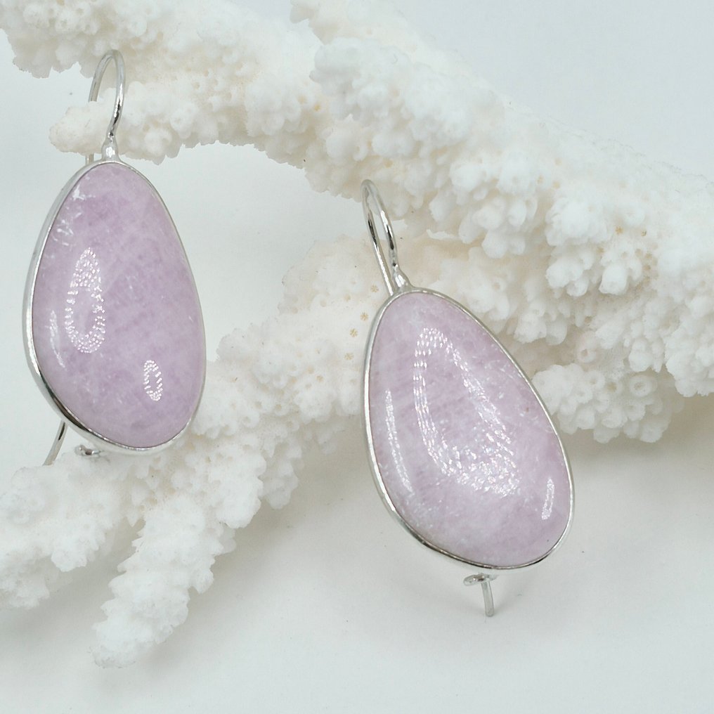 Argent - Boucles d'oreilles - KUNZITE NATURELLE #1.0