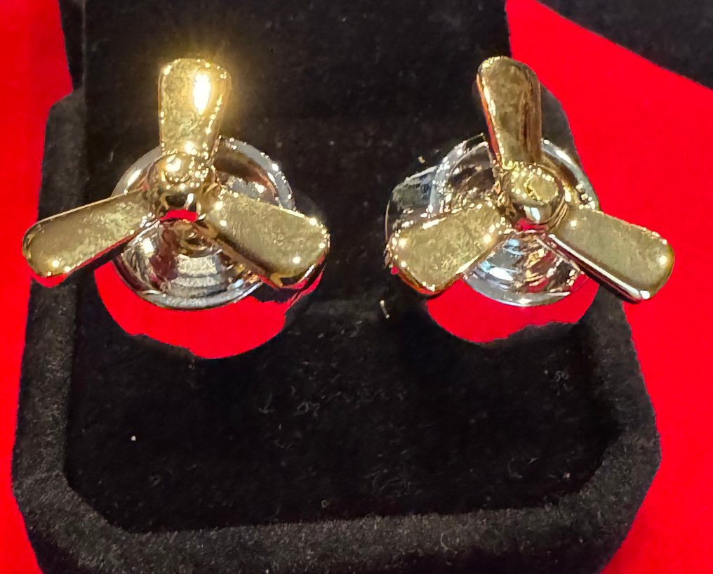 优雅卷银船用螺旋桨航海袖扣 - 袖口扣 #3.2