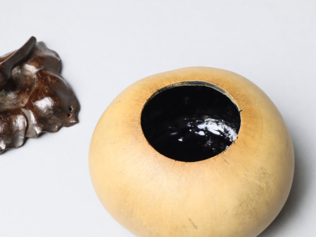 Δοχείο - Βερίκοκο: Σώμα από κολοκύθα με ξύλινο καπάκι - Δοχείο λιβανιού Kogo. #3.2