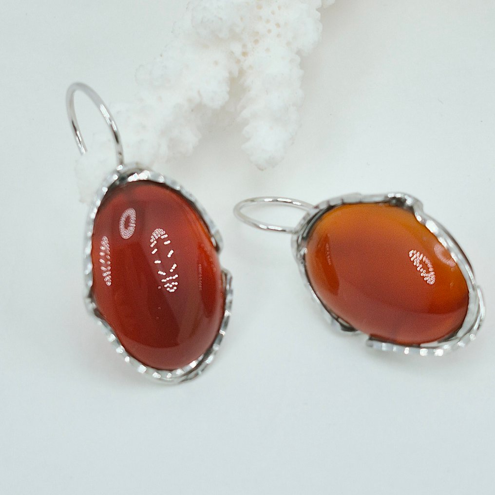 Argento - Orecchini - CORNIOLA NATURALE #4.3