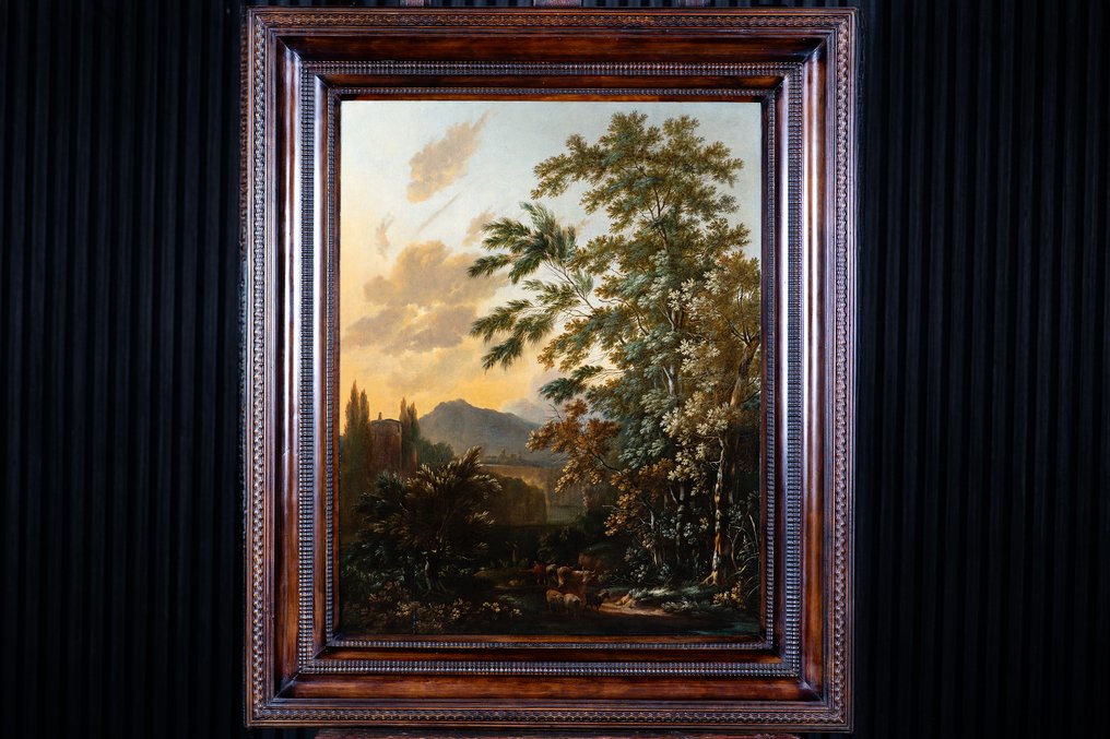 Jan Snellinck III (1640-1691), Attribuito a - Zuidelijk landschap met herders en vee op landweg - NO RESERVE #2.1