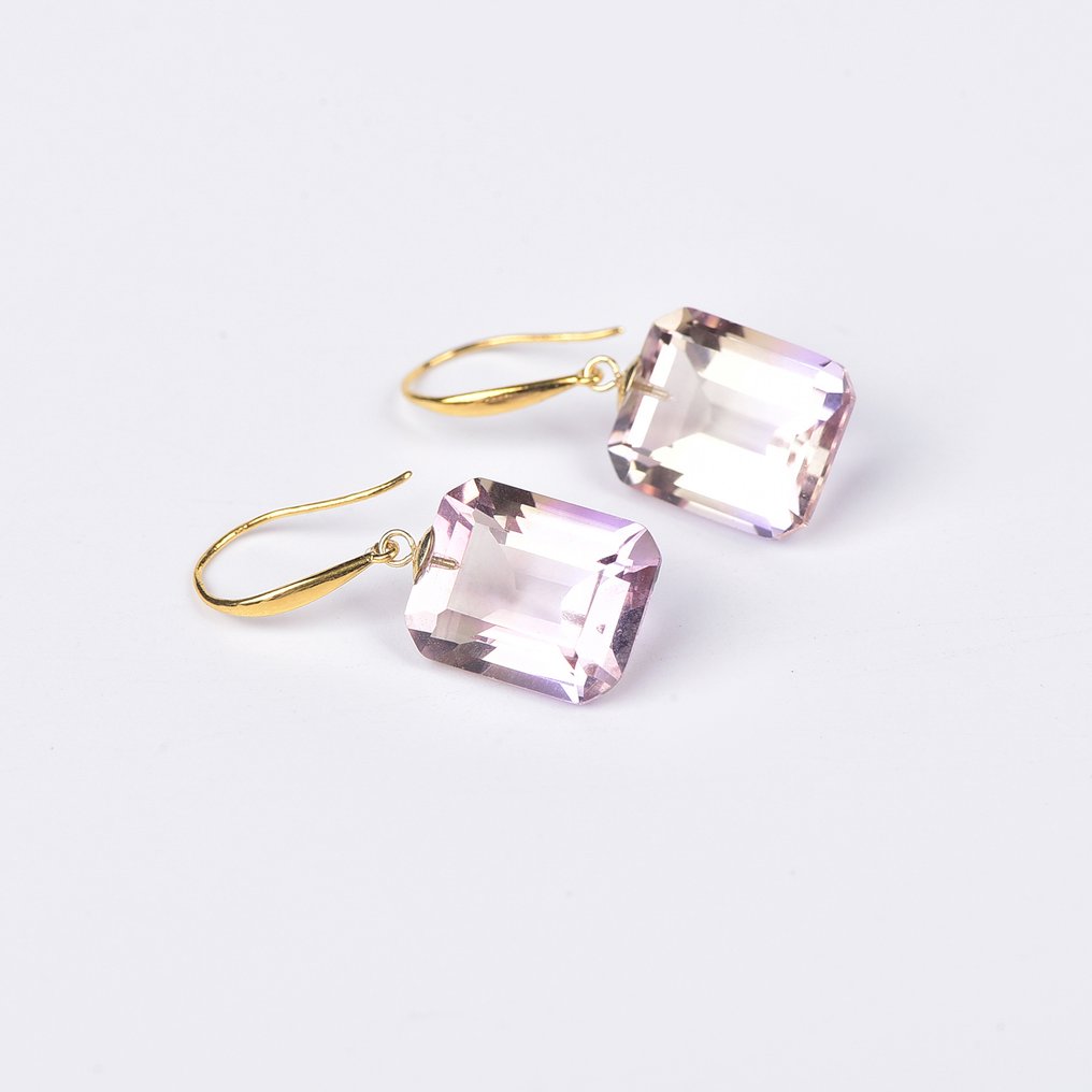 没有保留价 - 耳环 - 18K包金 黄金 紫黄晶 - ALGT 认证 #3.2