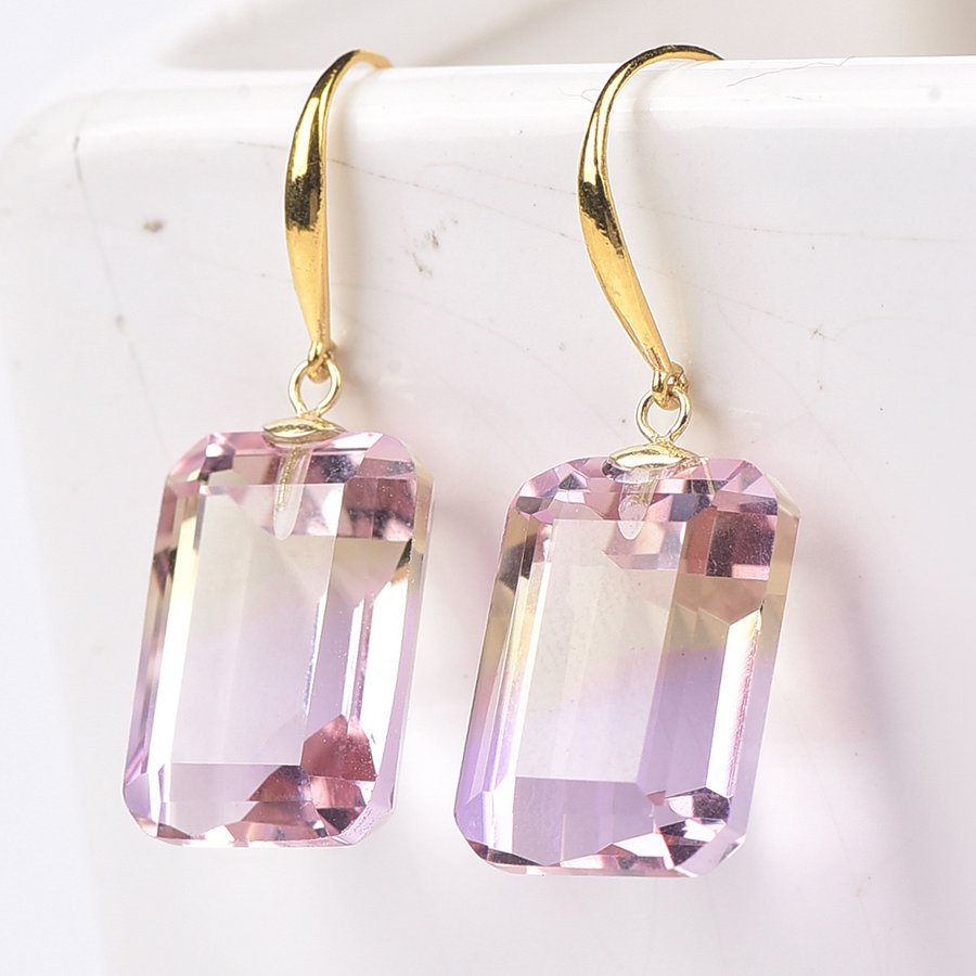 没有保留价 - 耳环 - 18K包金 黄金 紫黄晶 - ALGT 认证 #1.0