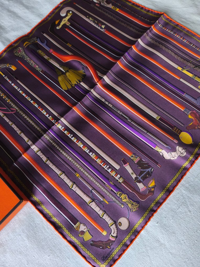 Hermès - LES CANNES by Virginie Jamin. Gavroche - Könnyű selyem #4.3