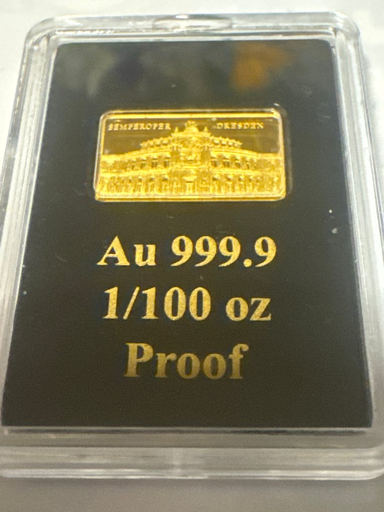 World. Gold bar Semperoper Dresden., 1/100 Oz (.999) (No Reserve Price) #1.0