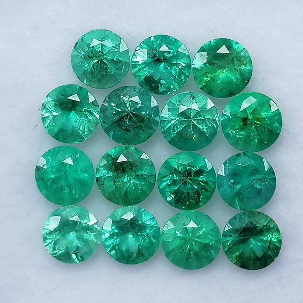 15 pcs  Πράσινο Σμαράγδι  - 1.91 ct - Instituto Gemólogico Español (IGE) - Μικρό πετρέλαιο #1.0