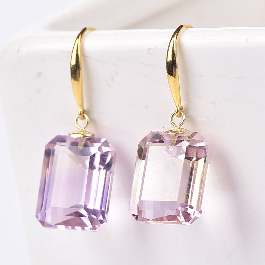 沒有保留價 - 耳環 - 18 克拉 黃金 紫黃晶 - ALGT 认证 #1.0