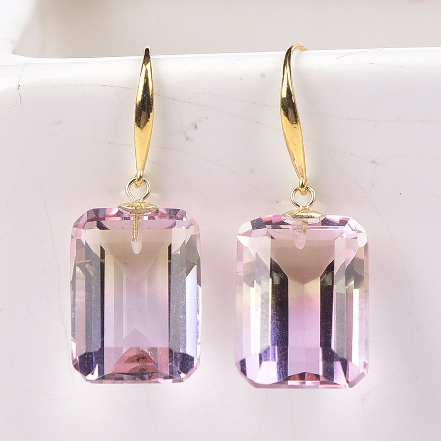 没有保留价 - 耳环 - 18K包金 黄金 紫黄晶 - ALGT 认证 #1.0