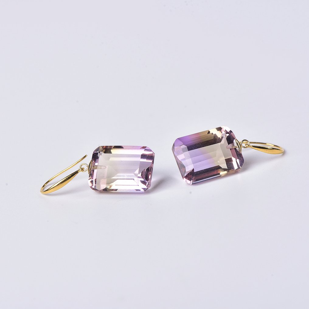 没有保留价 - 耳环 - 18K包金 黄金 紫黄晶 - ALGT 认证 #3.2
