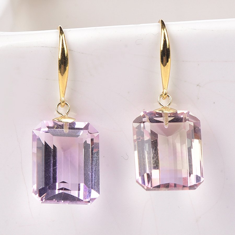 沒有保留價 - 耳環 - 18 克拉 黃金 紫黃晶 - ALGT 认证 #1.0