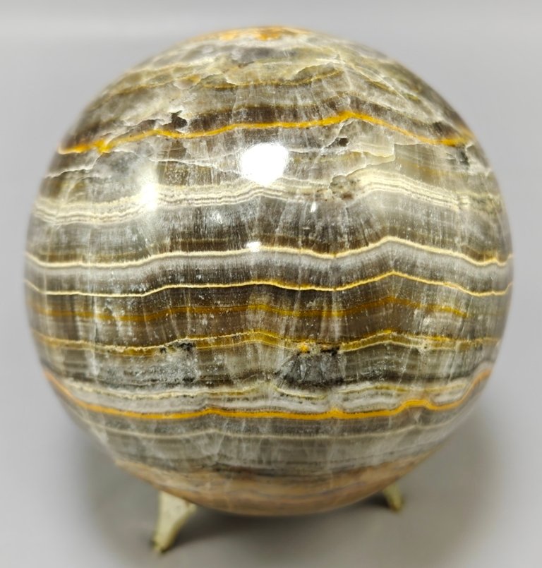 Μοναδικό Σειριακό Μαύρο Όνυχα Φυσική Ορυκτή Πέτρα Σφαίρα - Ύψος: 105 mm - Πλάτος: 105 mm- 1563 g - (1) #1.0