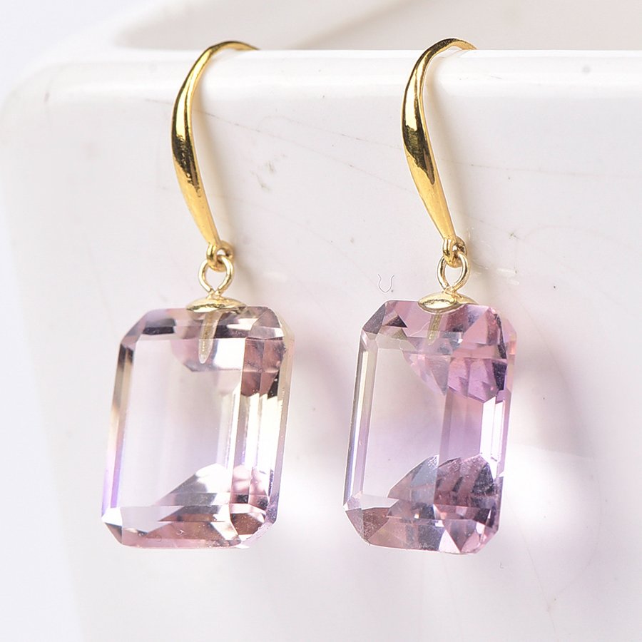 没有保留价 - 耳环 - 18K包金 黄金 紫黄晶 - ALGT 认证 #1.0