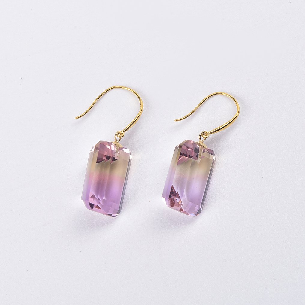 没有保留价 - 耳环 - 18K包金 黄金 紫黄晶 - ALGT 认证 #4.3