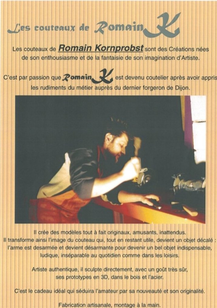 K.Roman K.Romain - Kitchen knife - Kitchen knife set -  La Coutellerie De Romain Laguiole Bougna Kitchen Knives Prestigious Presented in Box - Steel, Bone, Wood - France #4.3