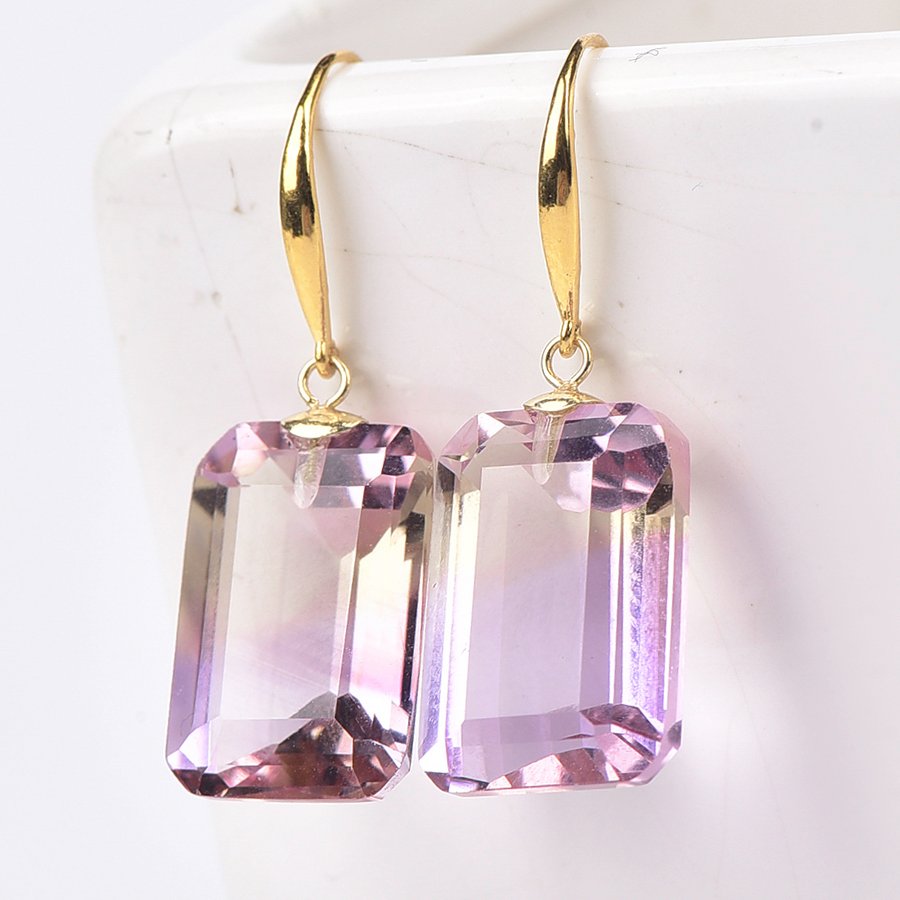 χωρίς τιμή ασφαλείας - Σκουλαρίκια - 18 καράτια Κίτρινο χρυσό Αμετρίνης - ALGT Πιστοποιημένο #1.0