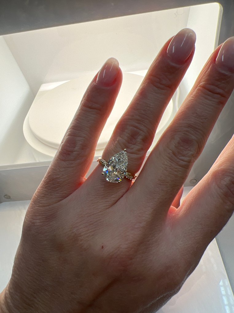 戒指 - 14 克拉 黃金 -  4.00ct. tw. 鉆石 (實驗室培育) - 鉆石 #2.1