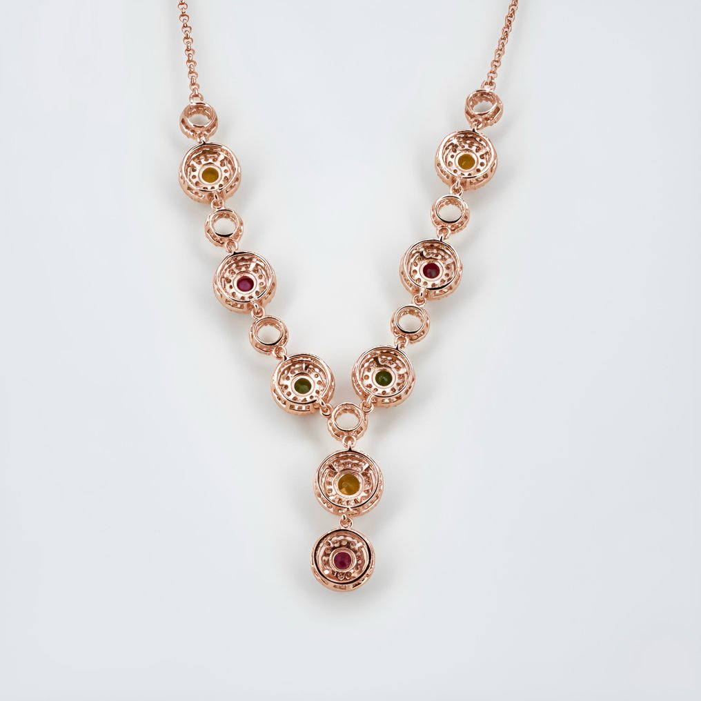 沒有保留價 - 頸鏈 鍍金 電氣石 - 黃玉 - 18K 金镀层 #3.2