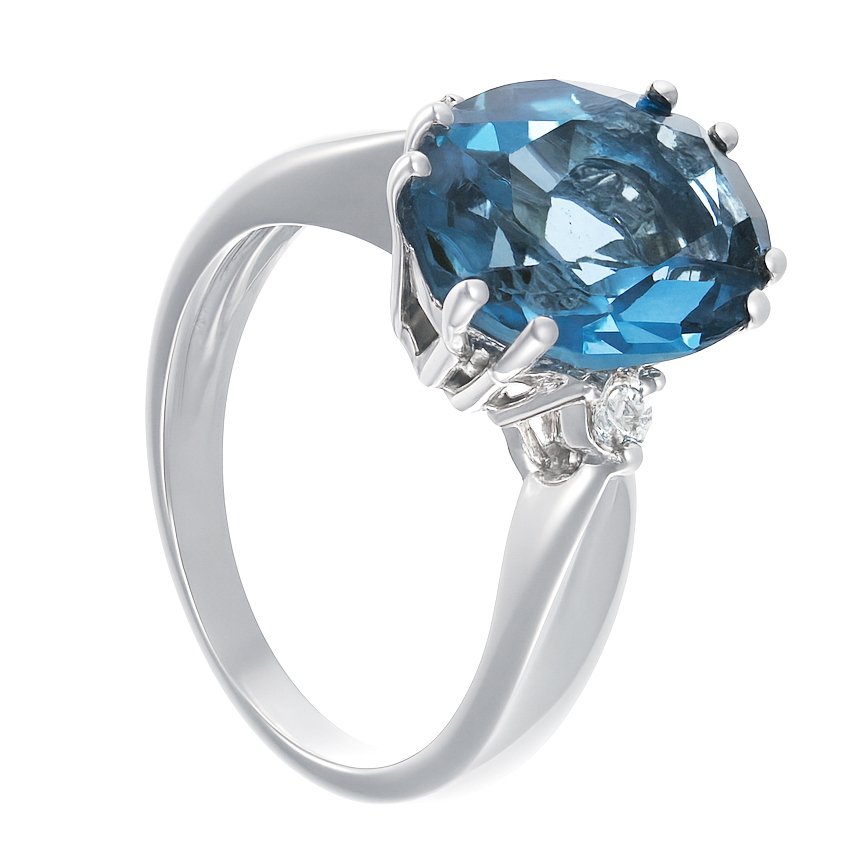 Sormus - 18 kt. Valkokulta - 5.55ct. tw. Topaasi - Timantti #1.0