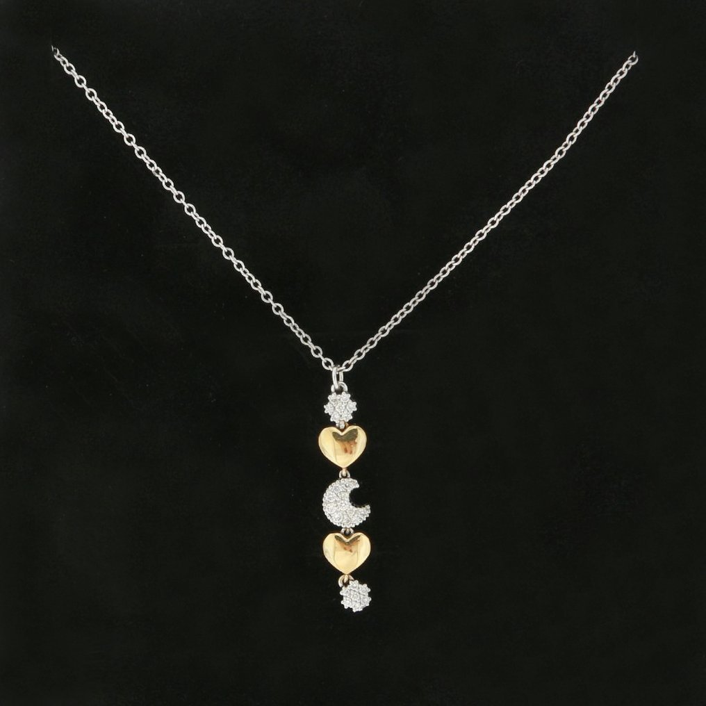 项链 - 18K包金 白金, 黄金 -  0.13ct. tw. - 钻石 #1.0