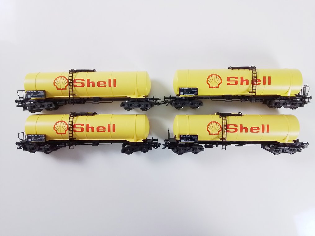Märklin H0轨 - 4756 - 模型火车 (4) - 4 x 4-槽式锅炉车 "Shell" - DB #3.2